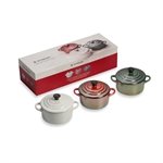 3 mini-cocottes perlées Noël Le Creuset